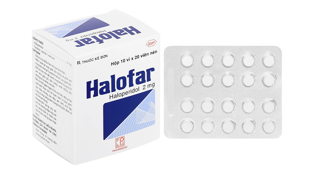 Halofar 2mg trị các biểu hiện rối loạn tâm thần (10 vỉ x 20 viên) - 