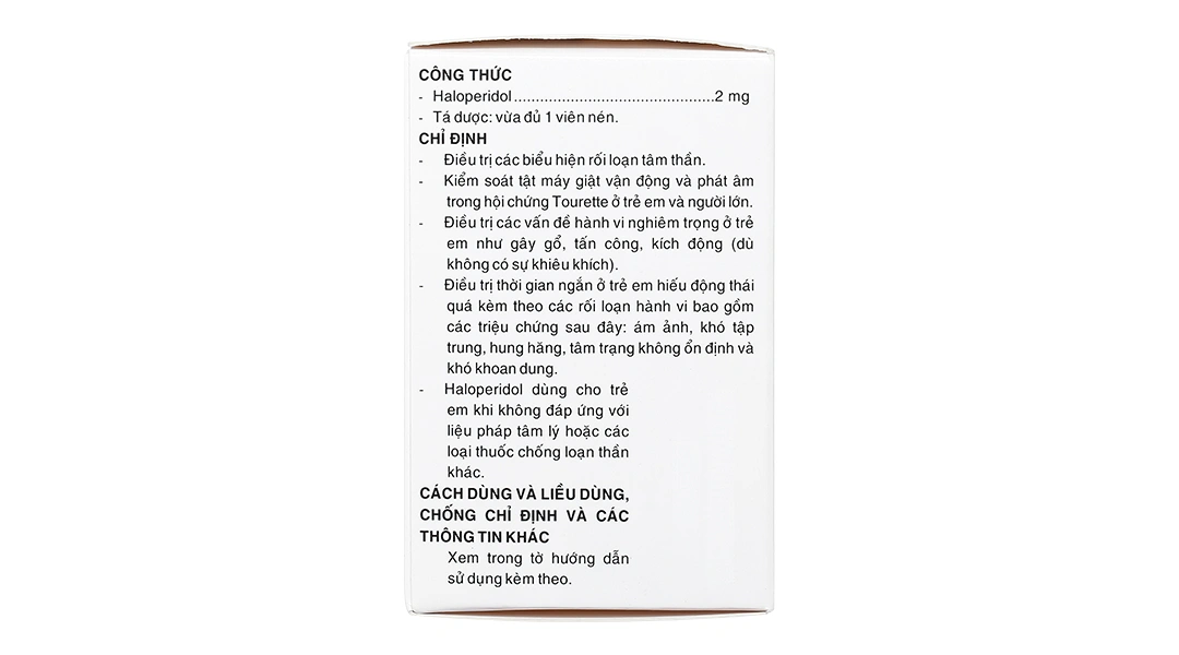 Halofar 2mg trị các biểu hiện rối loạn tâm thần (10 vỉ x 20 viên) - 2