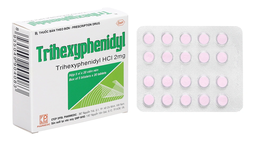 Trihexyphenidyl 2mg trị phụ trợ hội chứng Parkinson (5 vỉ x 20 viên) - 