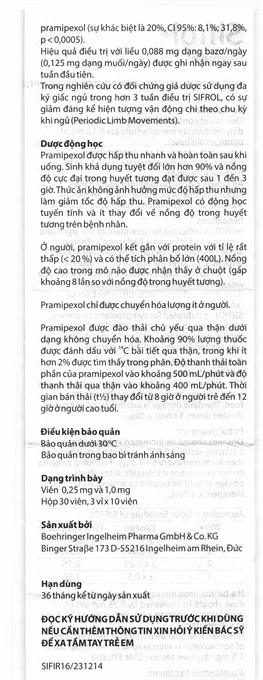Sifrol 0.25mg trị Parkinson (3 vỉ x 10 viên) - 9