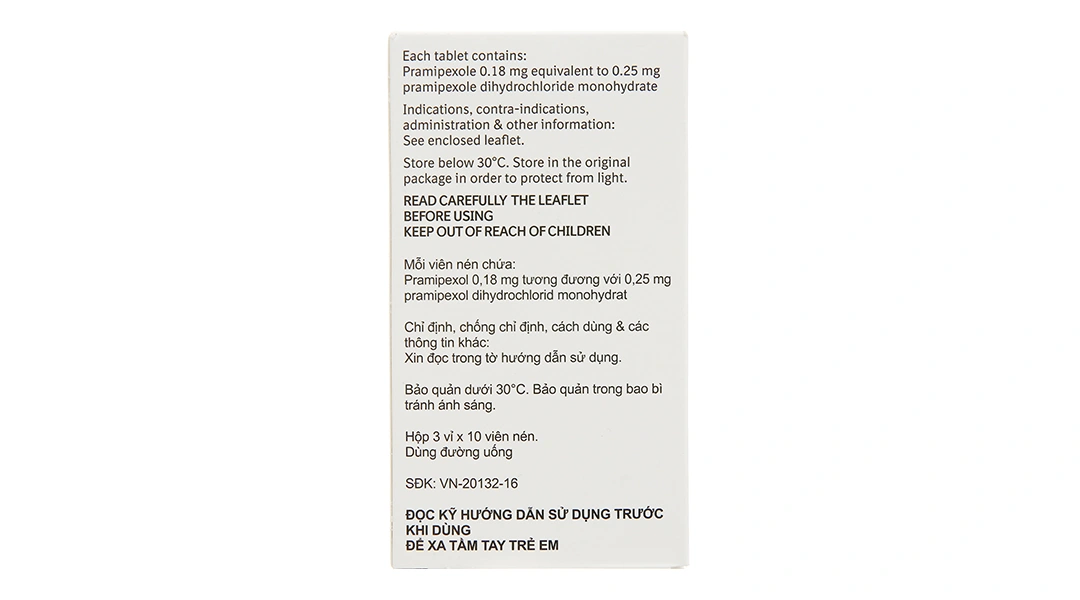 Sifrol 0.25mg trị Parkinson (3 vỉ x 10 viên) - 1
