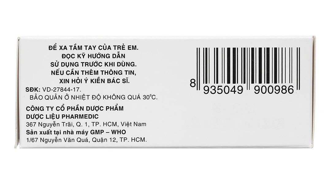 Acetazolamid Pharmedic 250mg trị glôcôm, động kinh nhẹ (10 vỉ x 10 viên) - 3