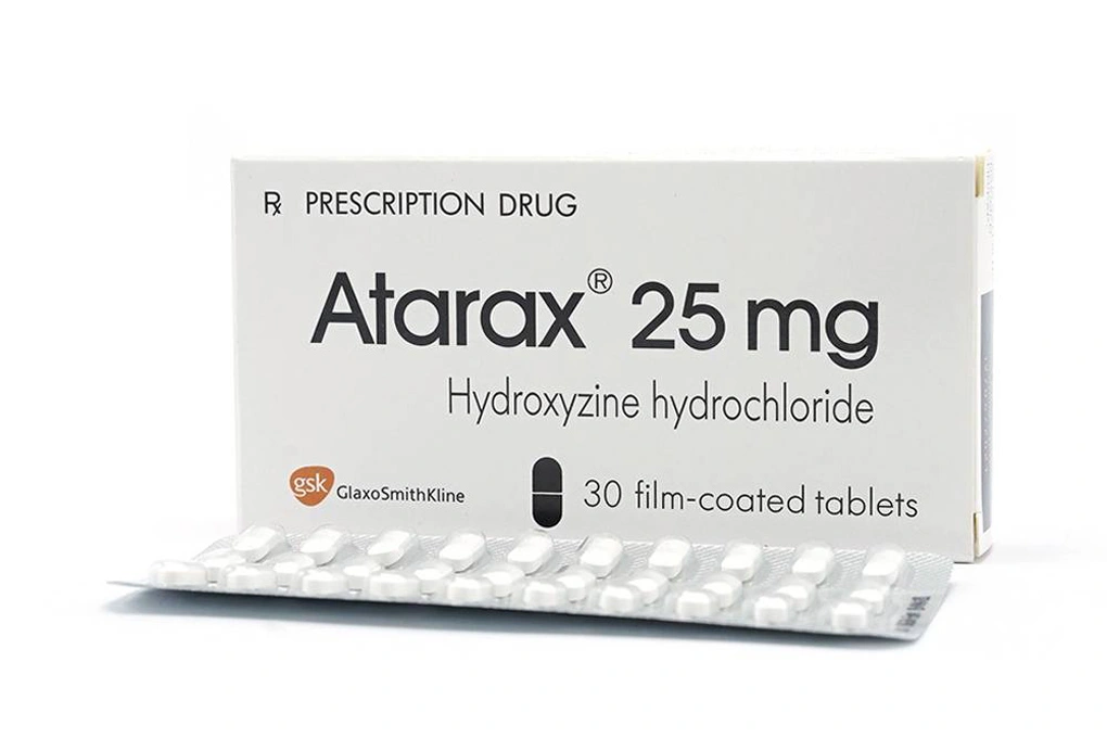 Atarax 25mg giảm lo âu, căng thẳng (1 vỉ x 30 viên) - 