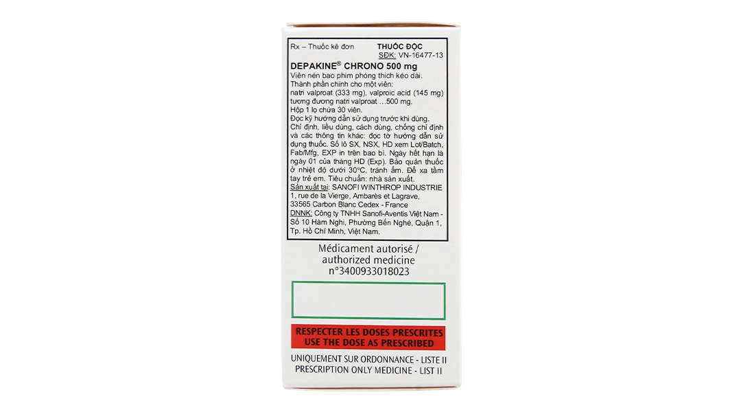 Depakine Chrono 500mg trị các thể động kinh, dự phòng hưng cảm lọ 30 viên - 11