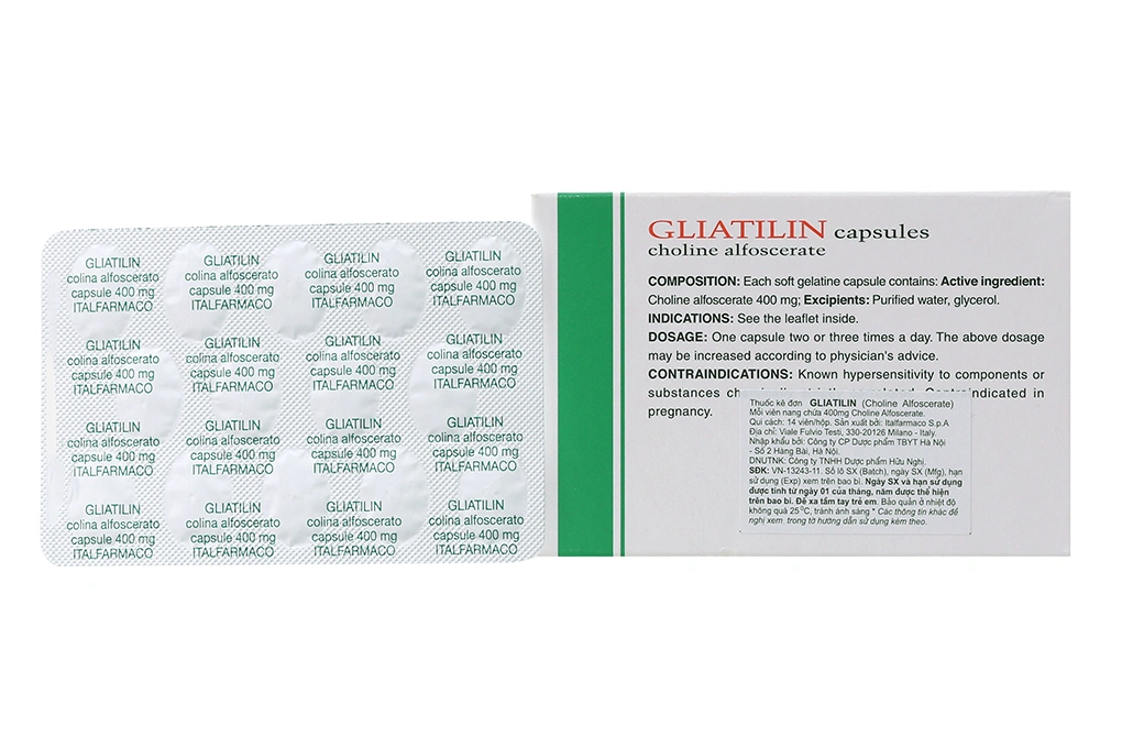 Gliatilin 400mg trị đột quỵ, chấn thương sọ não (1 vỉ x 14 viên) - 1