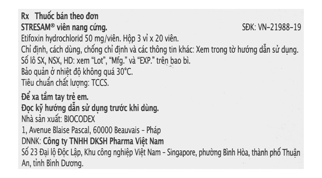 Stresam 50mg trị rối loạn lo âu (3 vỉ x 20 viên) - 4