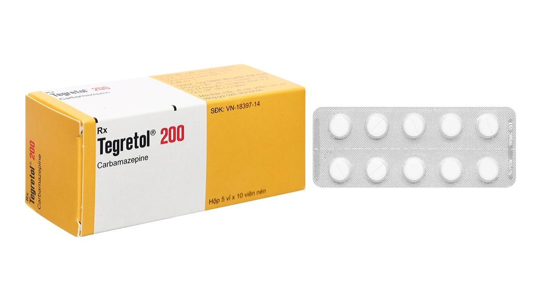 Tegretol 200 trị động kinh, đau dây thần kinh, hưng cảm (5 vỉ x 10 viên) - 