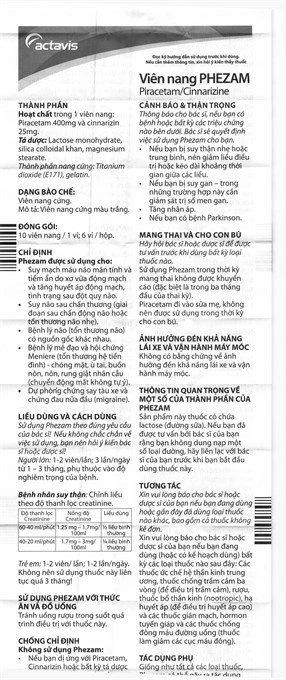 Phezam 400/25mg trị tổn thương tiền đình, chống say xe (6 vỉ x 10 viên) - 4