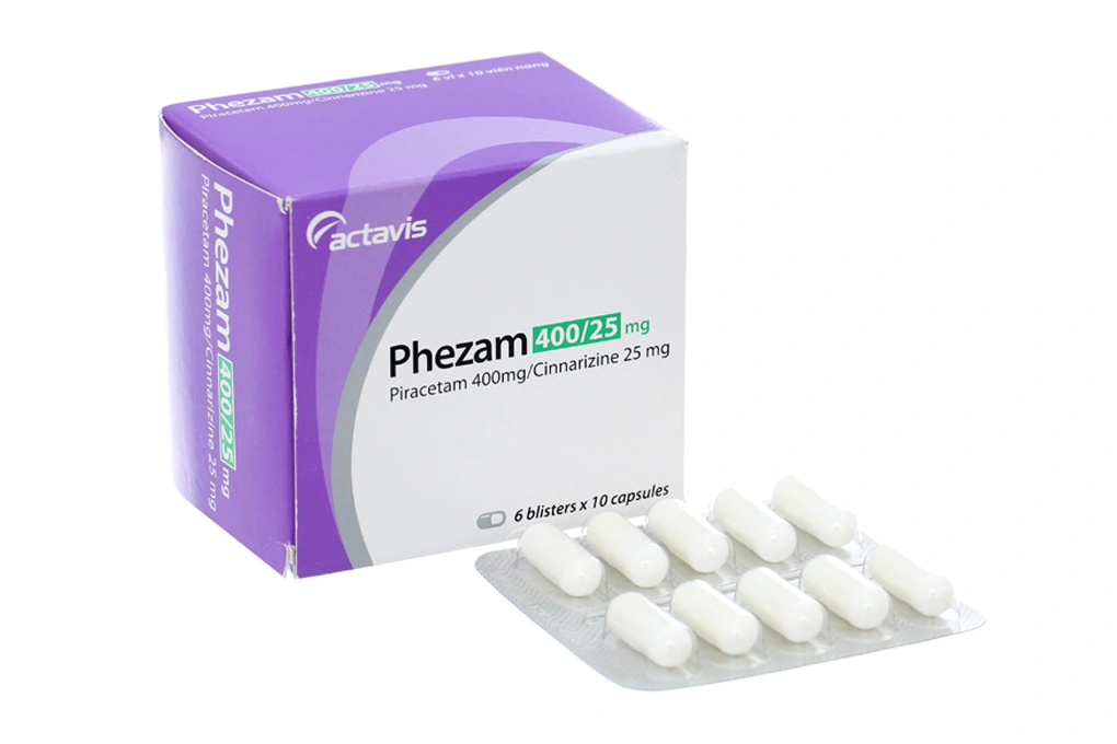 Phezam 400/25mg trị tổn thương tiền đình, chống say xe (6 vỉ x 10 viên) - 