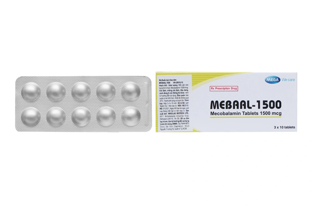 Mebaal 1500 trị bệnh lý thần kinh ngoại biên (3 vỉ x 10 viên) - 