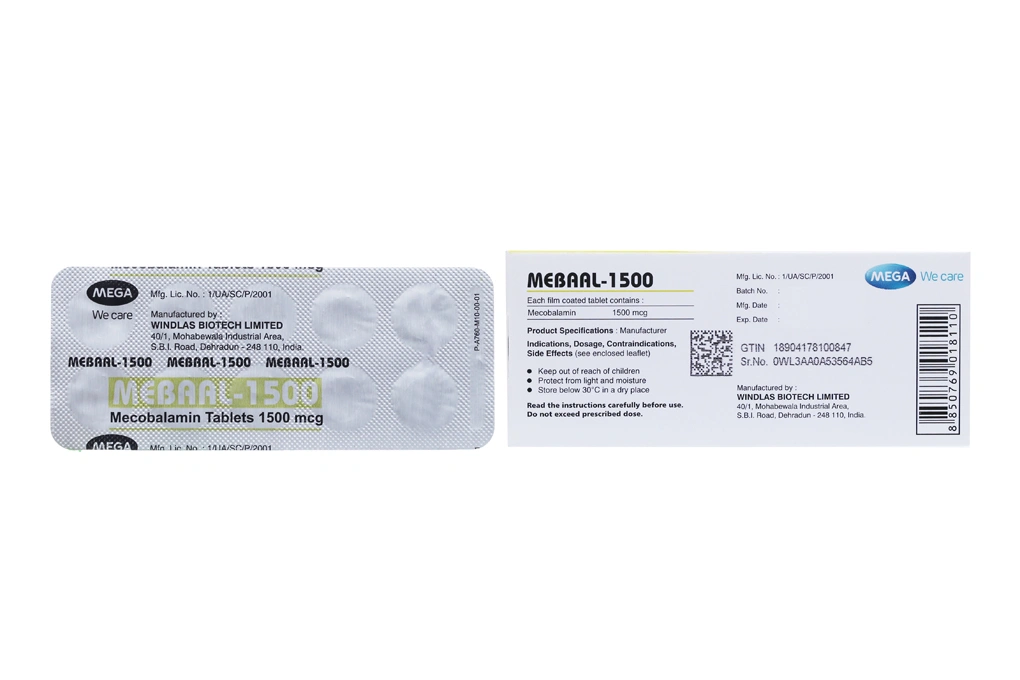Mebaal 1500 trị bệnh lý thần kinh ngoại biên (3 vỉ x 10 viên) - 1