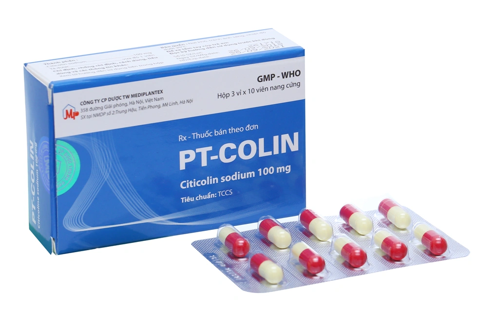 PT-Colin 100mg trị rối loạn mạch máu não, hội chứng Parkinson (3 vỉ x 10 viên) - 