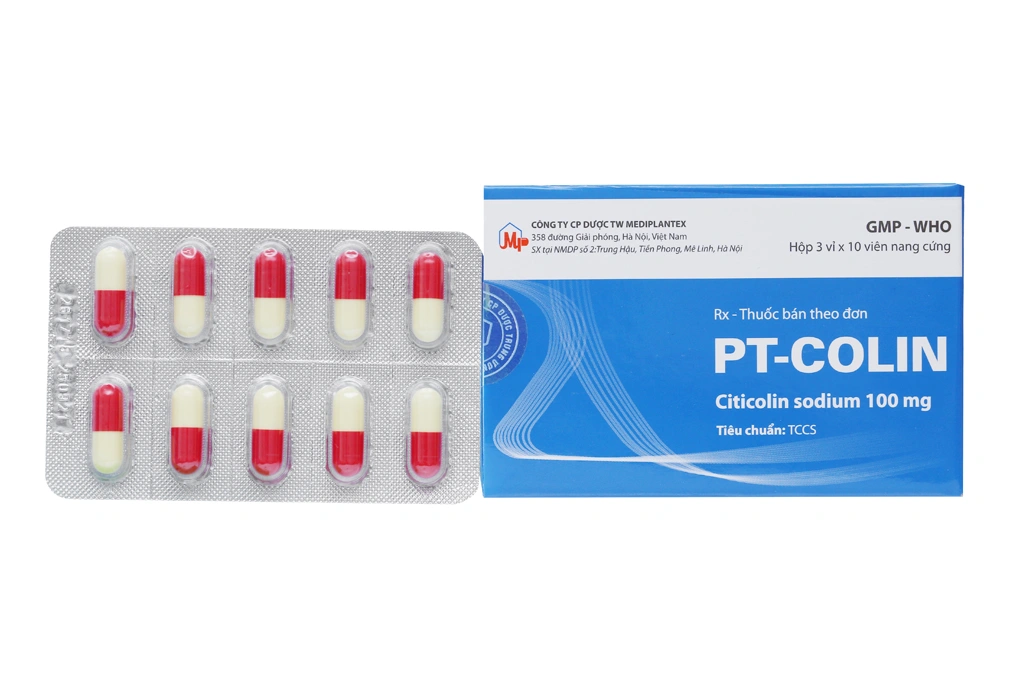 PT-Colin 100mg trị rối loạn mạch máu não, hội chứng Parkinson (3 vỉ x 10 viên) - 1
