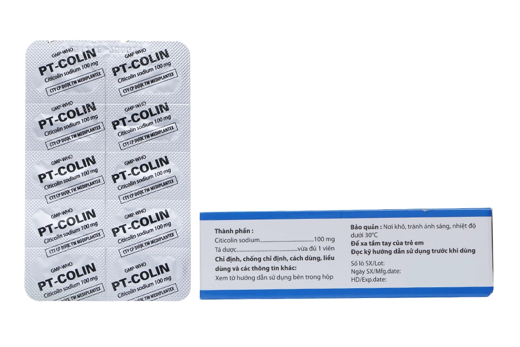 PT-Colin 100mg trị rối loạn mạch máu não, hội chứng Parkinson (3 vỉ x 10 viên) - 2