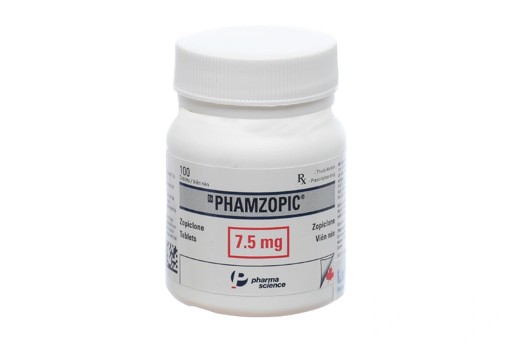 Phamzopic 7.5mg trị rối loạn giấc ngủ lọ 100 viên - 