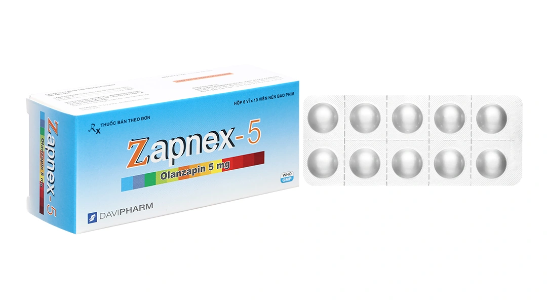 Zapnex-5 trị tâm thần phân liệt, rối loạn lưỡng cực (6 vỉ x 10 viên) - 