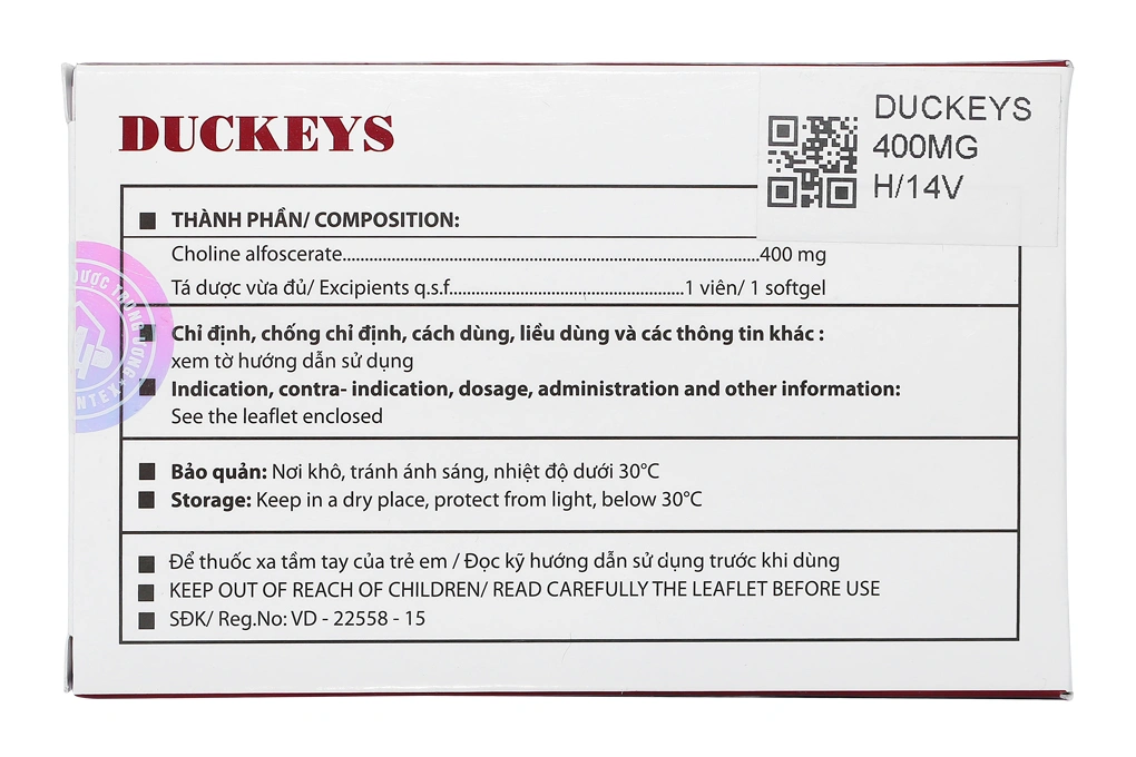Duckeys 400mg hỗ trợ trị giảm vận động, sa sút trí tuệ, Alzheimer (1 vỉ x 14 viên) - 2