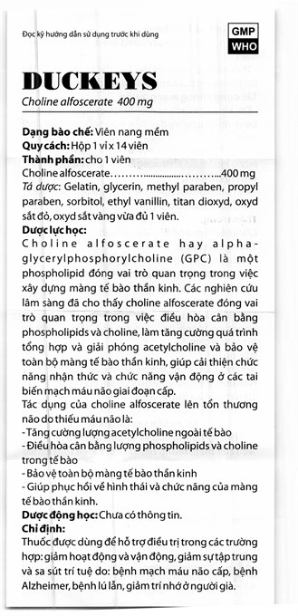 Duckeys 400mg hỗ trợ trị giảm vận động, sa sút trí tuệ, Alzheimer (1 vỉ x 14 viên) - 3
