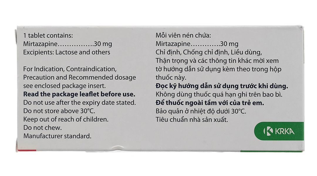 Mirzaten 30mg trị trầm cảm (3 vỉ x 10 viên) - 1