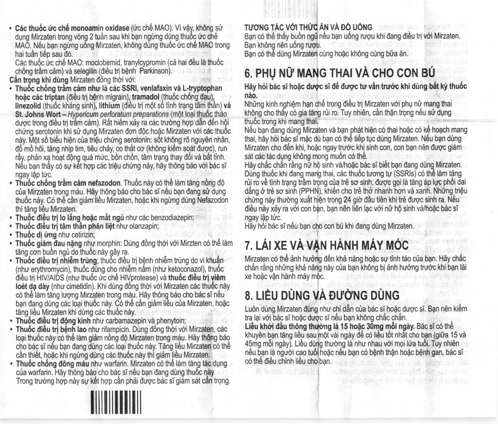 Mirzaten 30mg trị trầm cảm (3 vỉ x 10 viên) - 7