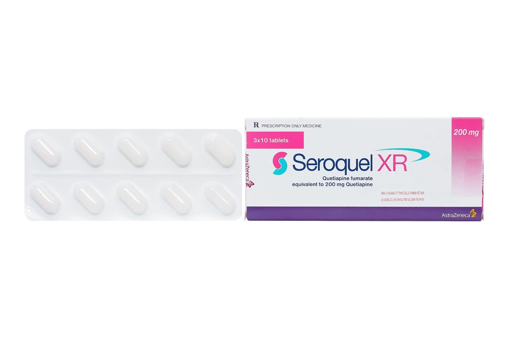 Seroquel XR 200mg trị tâm thần phân liệt, rối loạn lưỡng cực (3 vỉ x 10 viên) - 