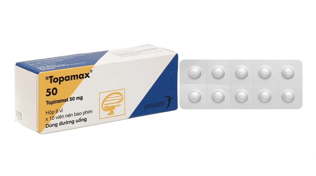 Topamax 50 trị động kinh, dự phòng đau nửa đầu (6 vỉ x 10 viên) - 