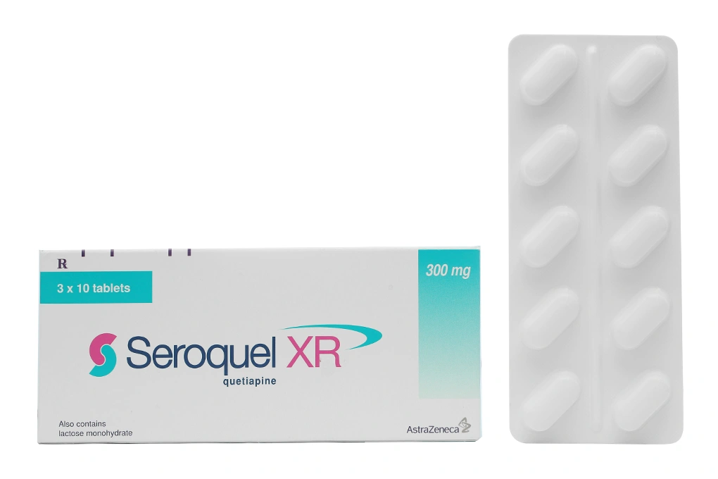 Seroquel XR 300mg trị tâm thần phân liệt, rối loạn lưỡng cực (3 vỉ x 10 viên) - 