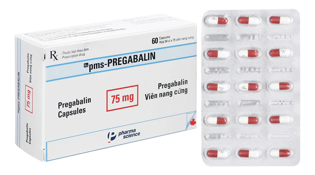 Pms-Pregabalin 75mg trị động kinh, đau dây thần kinh (4 vỉ x 15 viên) - 
