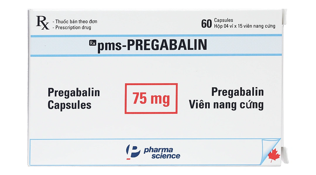 Pms-Pregabalin 75mg trị động kinh, đau dây thần kinh (4 vỉ x 15 viên) - 1