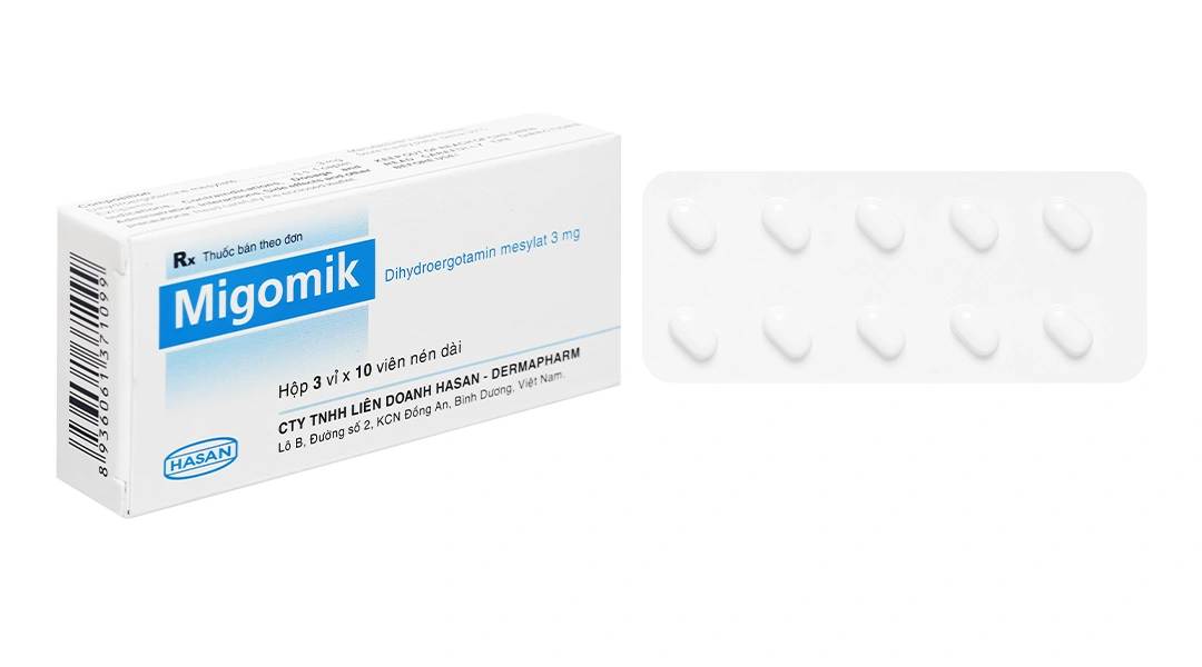 Migomik 3mg trị rối loạn tuần hoàn thế đứng, giảm huyết áp (3 vỉ x 10 viên) - 