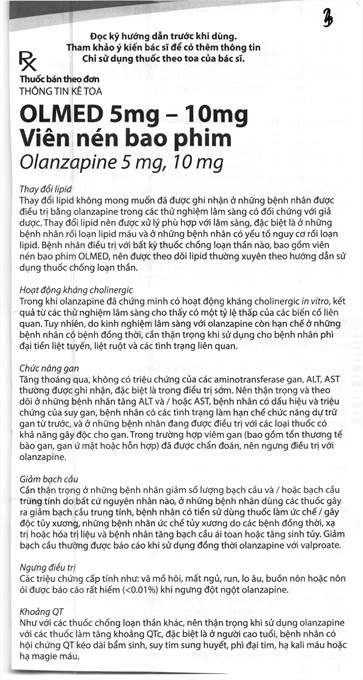 Olmed 5mg trị tâm thần phân liệt (4 vỉ x 7 viên) - 6