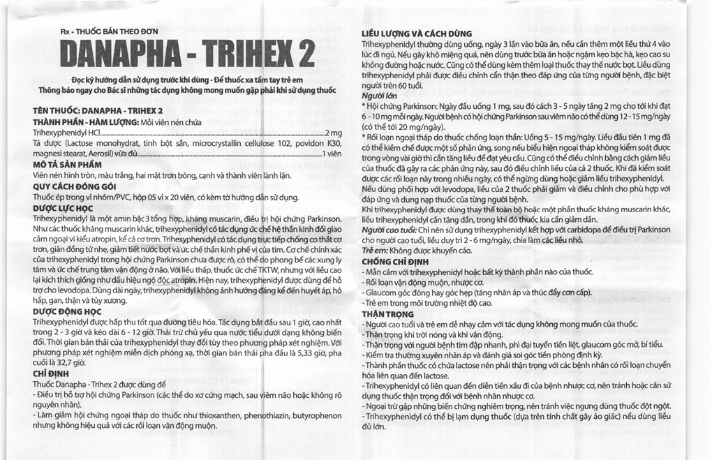 Danapha-Trihex 2 trị Parkinson (5 vỉ x 20 viên) - 4