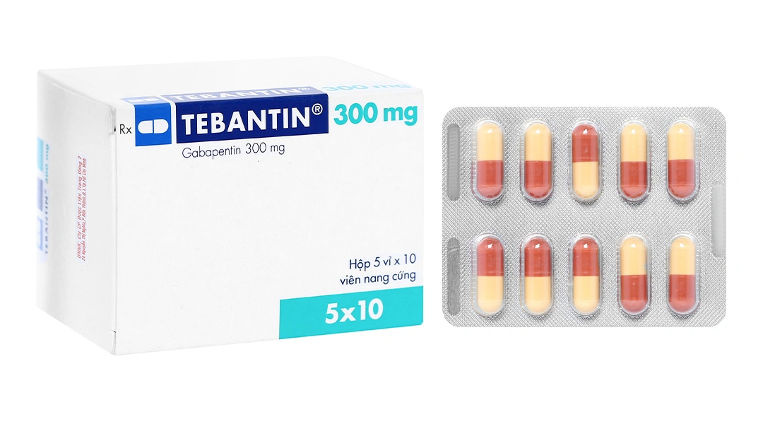 Tebantin 300mg trị động kinh, đau dây thần kinh ngoại biên (5 vỉ x 10 viên) - 