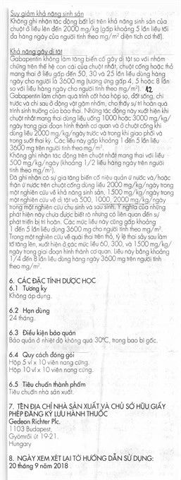 Tebantin 300mg trị động kinh, đau dây thần kinh ngoại biên (5 vỉ x 10 viên) - 7