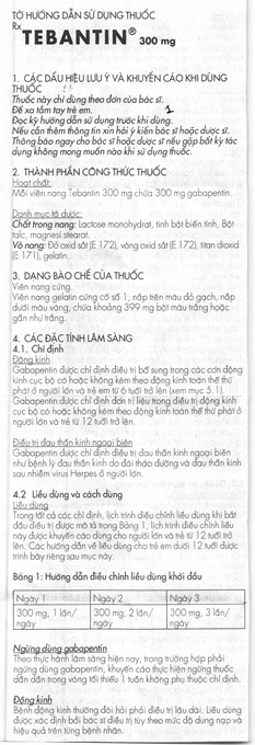Tebantin 300mg trị động kinh, đau dây thần kinh ngoại biên (5 vỉ x 10 viên) - 4