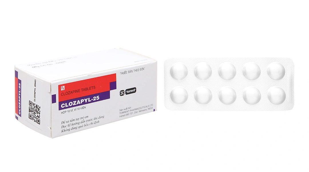 Clozapyl-25 trị tâm thần phân liệt (10 vỉ x 10 viên) - 