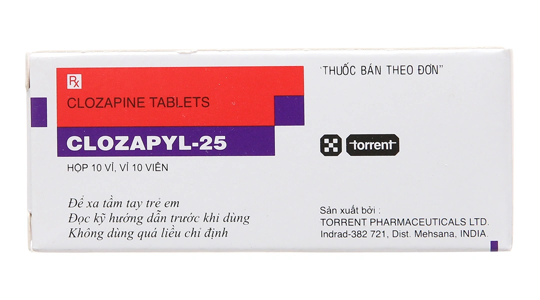 Clozapyl-25 trị tâm thần phân liệt (10 vỉ x 10 viên) - 1