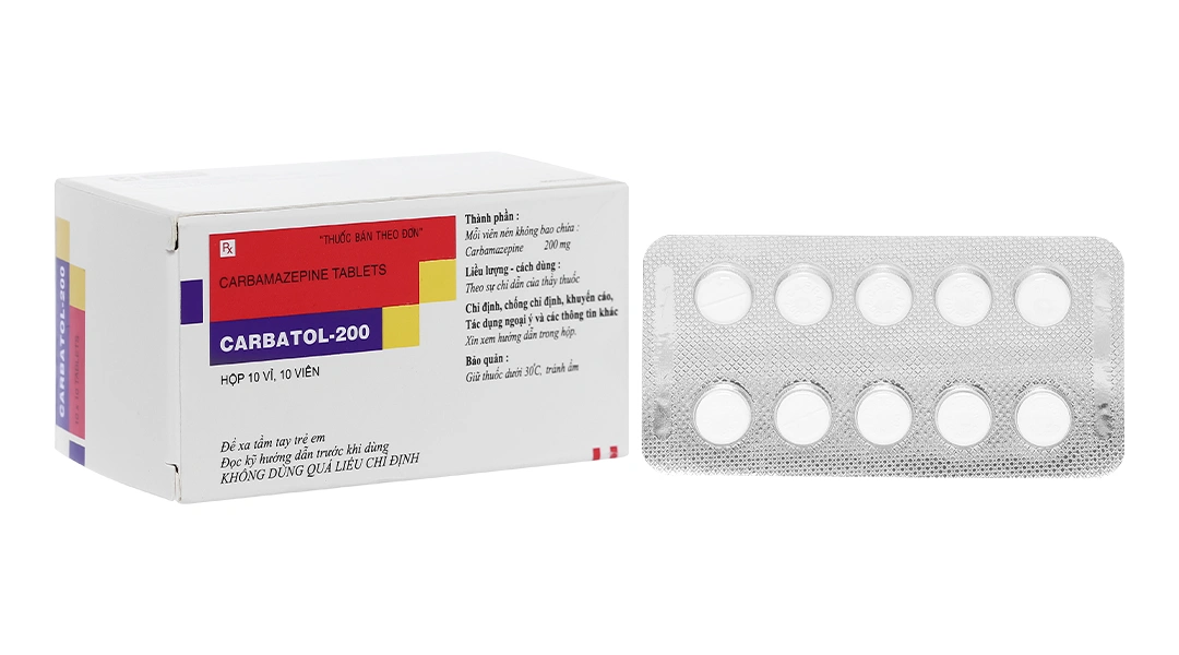 Carbatol-200 trị động kinh (10 vỉ x 10 viên) - 