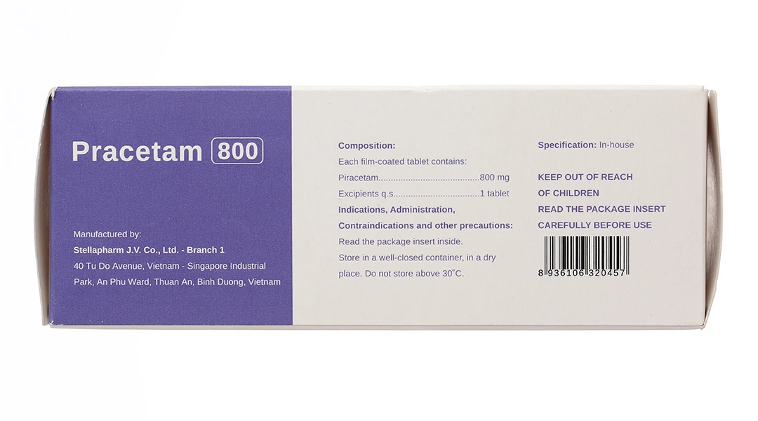 Pracetam 800 trị chóng mặt, mất trí nhớ (6 vỉ x 15 viên) - 2
