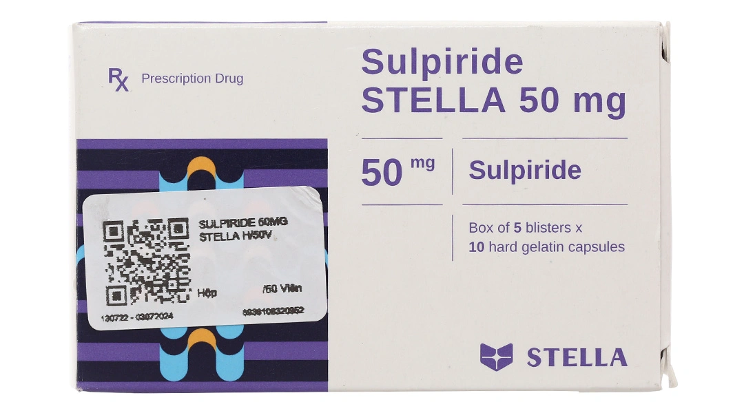 Sulpiride Stella 50mg điều trị triệu chứng lo âu, tâm thần phân liệt (5 vỉ x 10 viên) - 1