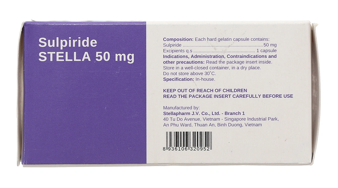 Sulpiride Stella 50mg điều trị triệu chứng lo âu, tâm thần phân liệt (5 vỉ x 10 viên) - 2