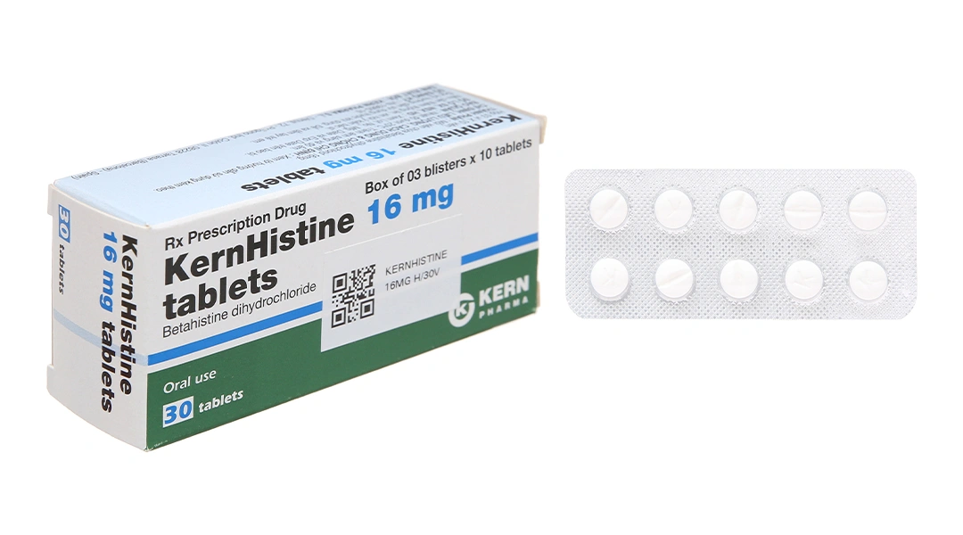 KernHistine 16mg tablets trị chóng mặt, rối loạn tiền đình (3 vỉ x 10 viên) - 