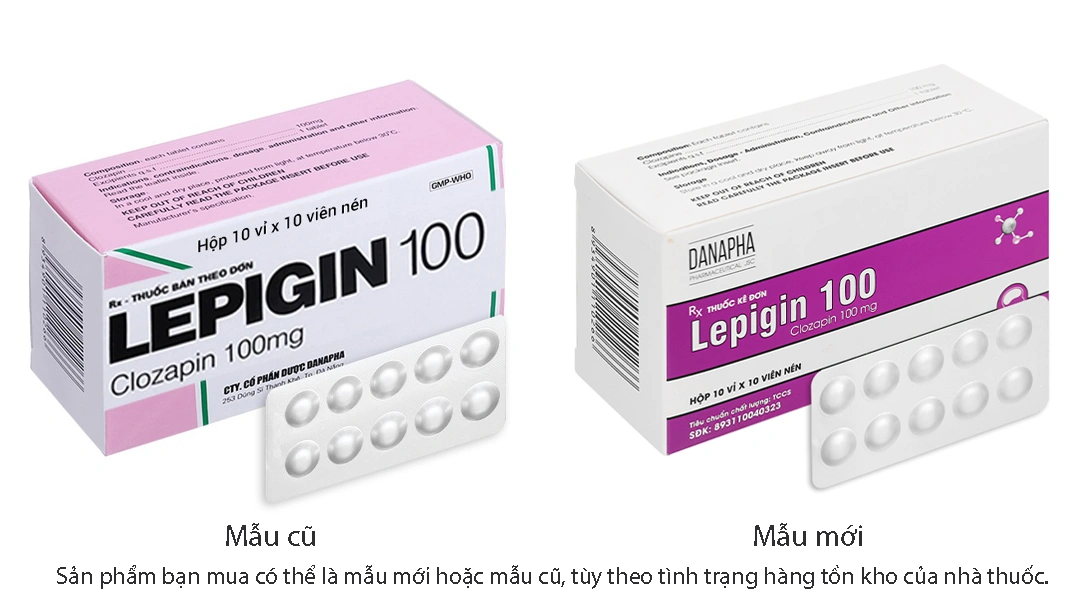 Lepigin 100 trị tâm thần phân liệt kháng trị, rối loạn tâm thần (10 vỉ x 10 viên) - 