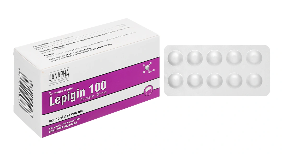 Lepigin 100 trị tâm thần phân liệt kháng trị, rối loạn tâm thần (10 vỉ x 10 viên) - 1