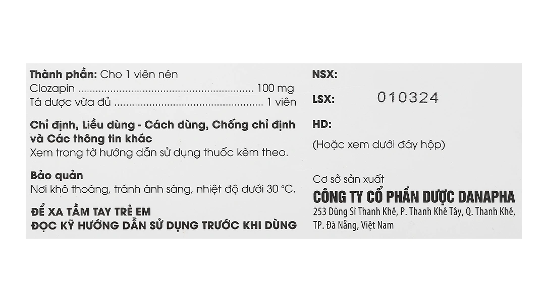 Lepigin 100 trị tâm thần phân liệt kháng trị, rối loạn tâm thần (10 vỉ x 10 viên) - 5