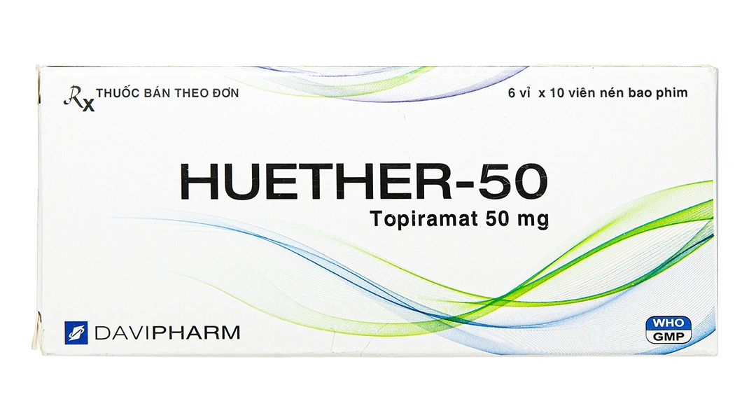 Huether-50 trị động kinh, dự phòng đau nửa đầu (6 vỉ x 10 viên) - 2