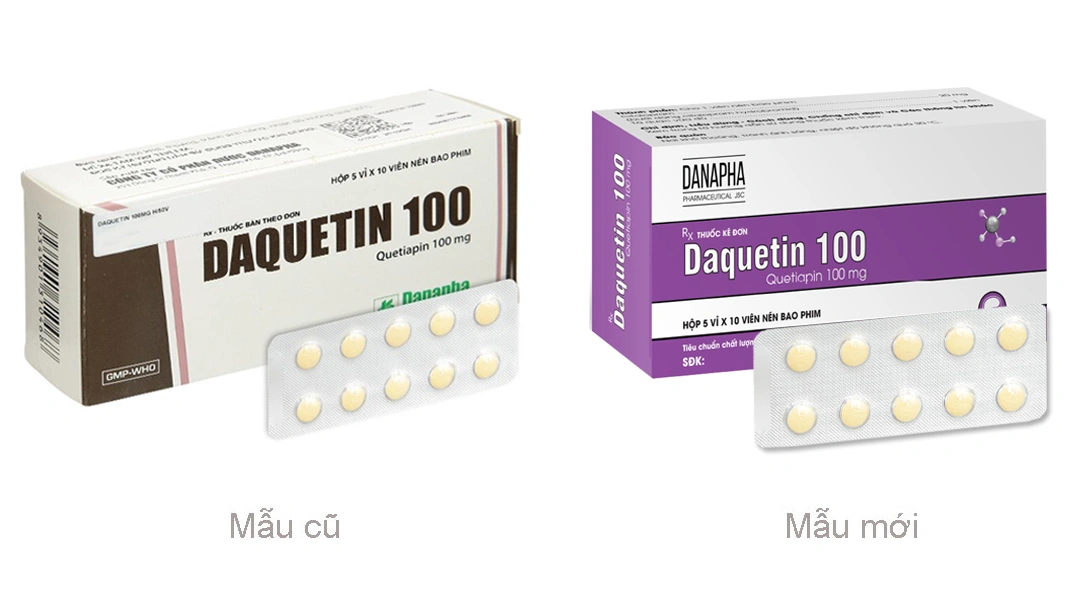 Daquetin 100 trị tâm thần phân liệt, rối loạn lưỡng cực (5 vỉ x 10 viên) - 