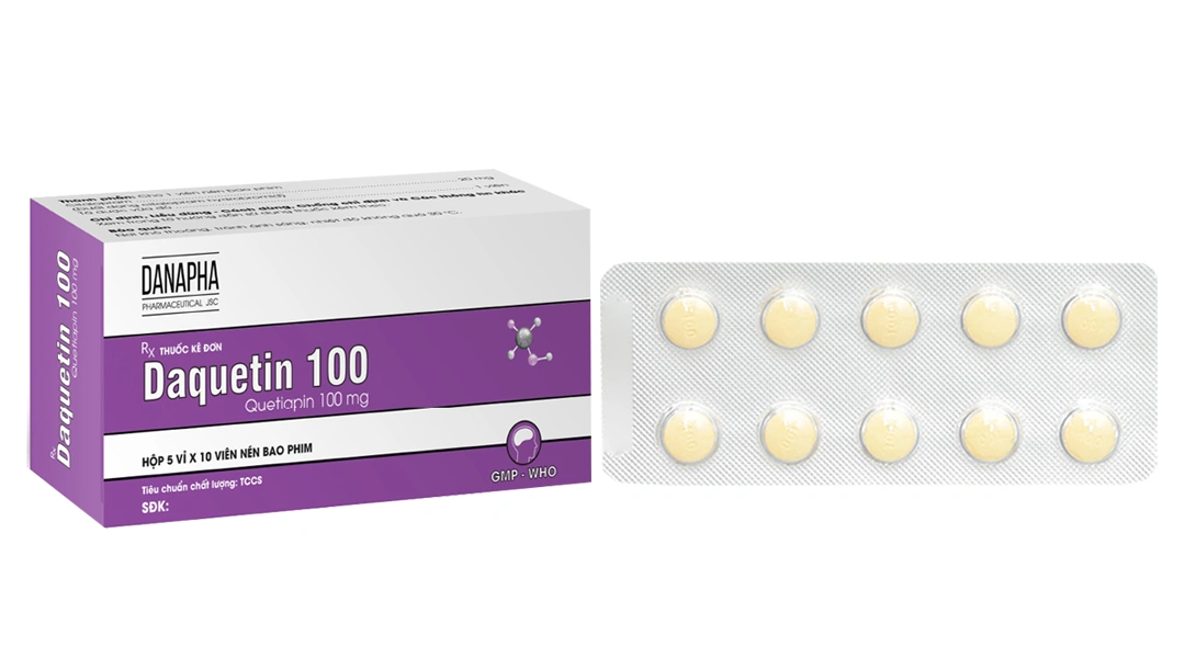 Daquetin 100 trị tâm thần phân liệt, rối loạn lưỡng cực (5 vỉ x 10 viên) - 1