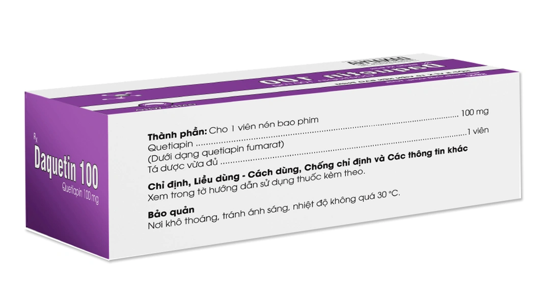 Daquetin 100 trị tâm thần phân liệt, rối loạn lưỡng cực (5 vỉ x 10 viên) - 2