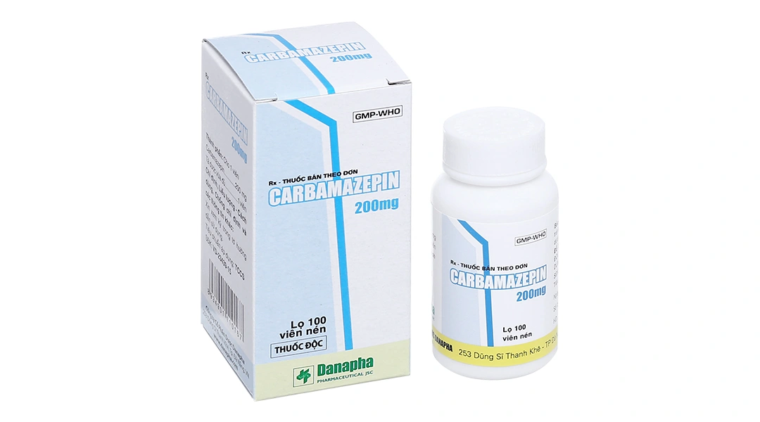 Carbamazepin 200mg trị động kinh, đau dây thần kinh lọ 100 viên - 